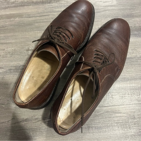 Salvatore Ferragamo Brown Pebbled Leather Derby Dress Shoes Salvatore Ferragamo Brown Pebbled Leather Derby Dress Shoes